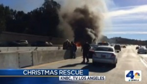Man Saved From Burning car on 405 Freeway