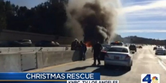 Man Saved From Burning car on 405 Freeway