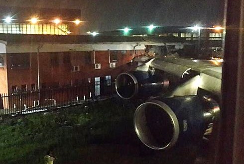 London-bound British Airways jet wing hits building at South African airport