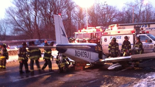 Small plane lands on Major Deegan Expressway