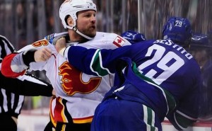 Vancouver Canucks, Calgary Flames : Eight ejected after brawl 2 seconds into game