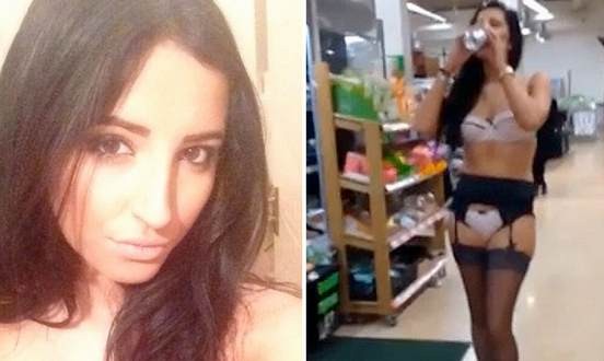 NekNomination: Rebecca Dagley strips off in Asda for drinking craze (Video)