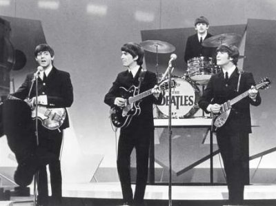 The beatles on the Ed Sullivan show in 1964