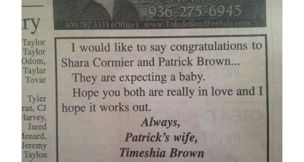 Timeshia Brown newspaper ad : Revenge, Texas Style