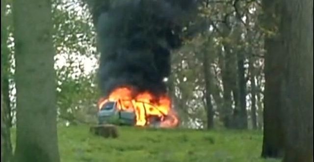 Car In Lions Enclosure Catches Fire (Video)