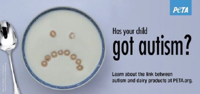 PETA absurdly claiming a link between dairy products and autism, Report