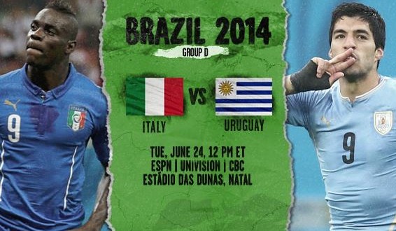 World Cup 2014 – Group D : Italy vs Uruguay