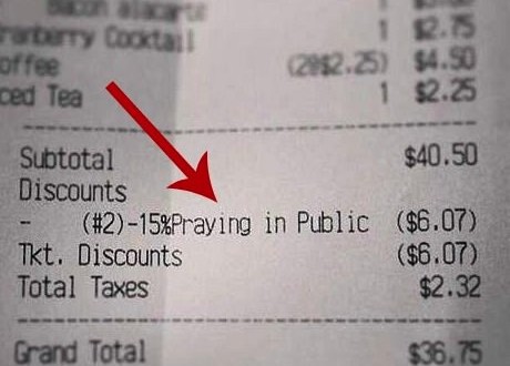 Diner gets rid of prayer discount