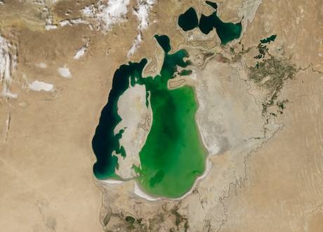Aral Sea : Satellite images show Aral Sea basin ‘completely dried’