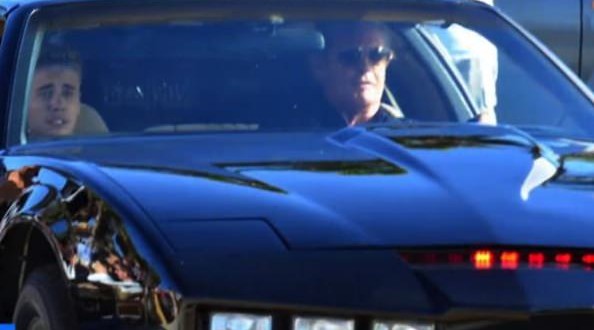 Justin Bieber in Knight Rider car Kitt