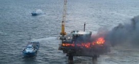 Offshore Gas Platform Fire, No injuries
