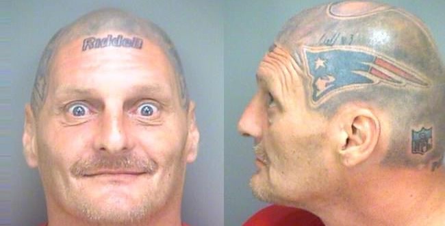 Victor Thompson Patriots Fan With Tom Brady Helmet Tattoo Arrested For Narcotics