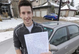 Derek Murray : Edmonton Good Samaritan's note goes viral