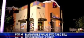 US Man on fire walks into Phoenix Taco Bell (Video)