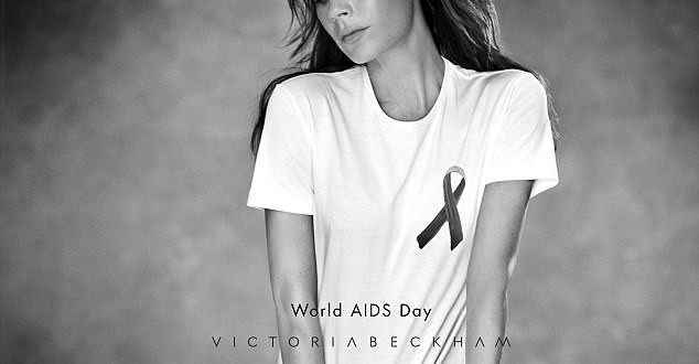 British fashion Victoria Beckham Creates T-shirt for World AIDS Day