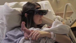 Blind woman, sees new baby with special eyewear (Video)