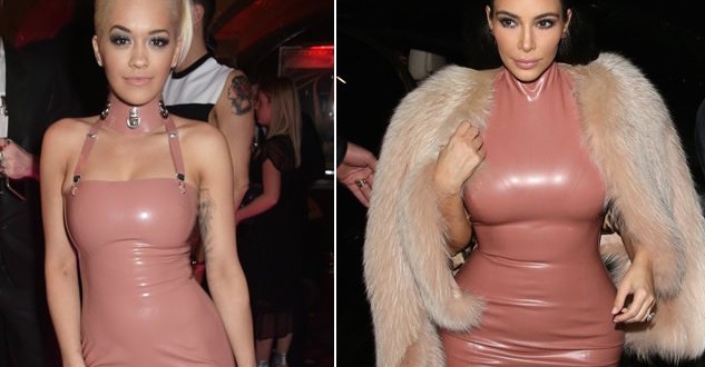 Kim, Rita wear same skintight latex dress (Photo)