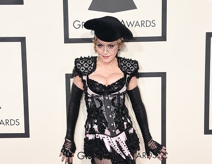 Madonna Grammy Red Carpet – Video  Singer flashes thong in matador outfit