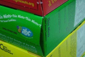 Girl Scout open cookies drive-thru (Video)