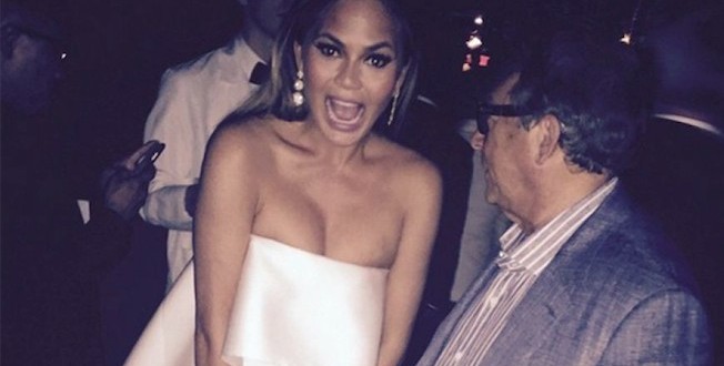 Oops! Model Chrissy Teigen suffers ‘wardrobe malfunction of highest calibre’ as dress splits at CFDA Awards (Picture)