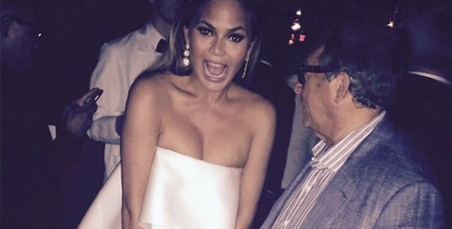 Chrissy Teigen suffers ‘wardrobe malfunction of highest calibre’ as dress splits at CFDA Awards