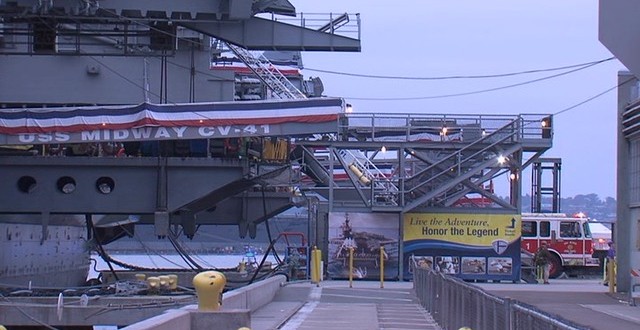 Fire on USS Midway – Firefighters knock down blaze on board USS Midway Museum