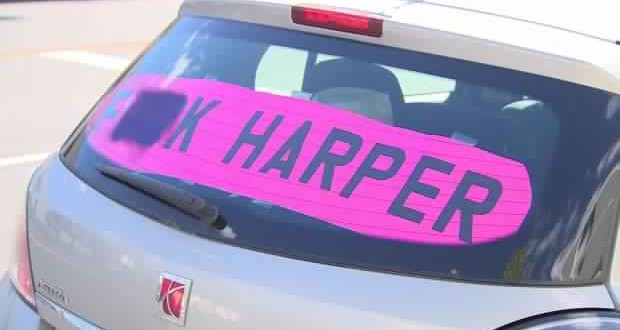 Edmonton man to fight $543 fine over profane Harper sign