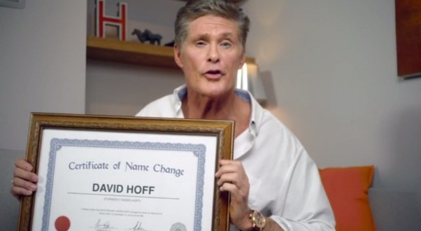 David Hasselhoff announces he's now just David Hoff - This Is Why