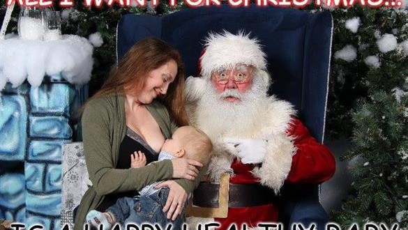 Rebecca Dunbar gets backlash for breastfeeding baby on Santa’s lap