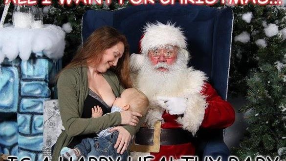 Rebecca Dunbar gets backlash for breastfeeding baby on Santa's lap