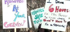men, women, and children attend rally for more midwifery support