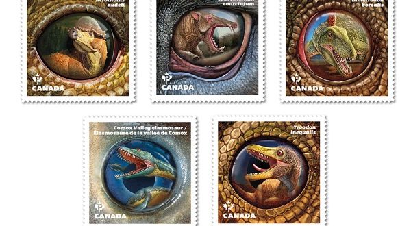 Dinosaurs come to life on Canada Post stamps