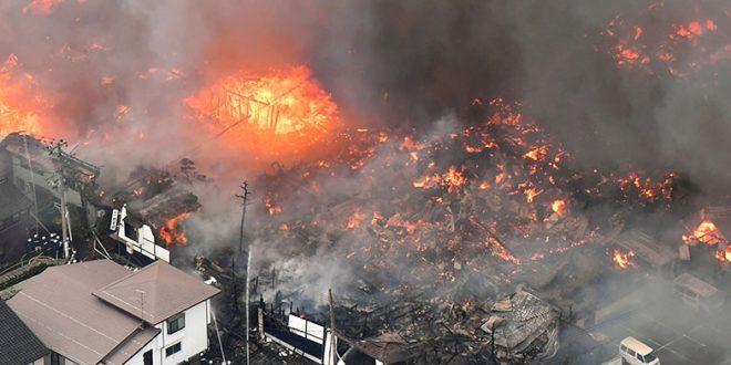 Fire in central Itoigawa, Japan engulfs 140 buildings