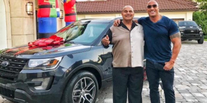 The Rock surprises dad with car for Christmas