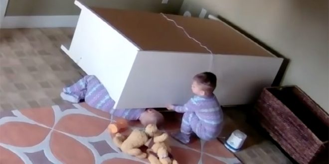 Twin Saves Brother Trapped Under Dresser (Video)