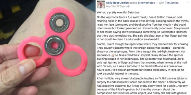 US Mother Warns About Fidget Spinner Choking Hazard In Viral Post