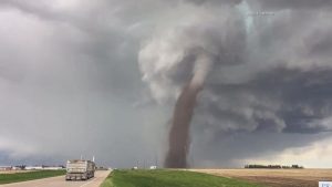 Video shows tornado approaching a highway in Alberta