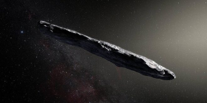 Artist’s impression of the interstellar asteroid `Oumuamua