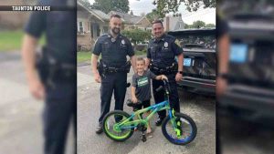 Massachusetts police surprise boy with new bike after previous 2 were stolen